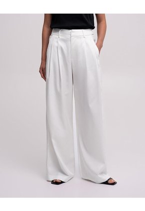 Pantalón Wide Leg Tiro Alto Blanco Mujer Blanco