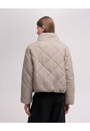 Chaqueta Acolchada Cuello Alto Avena Mujer Beige