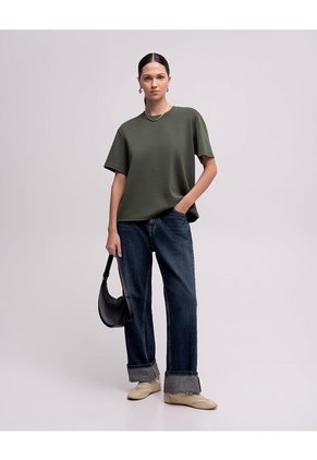 Camiseta Confort Regular Verde Mujer Verde