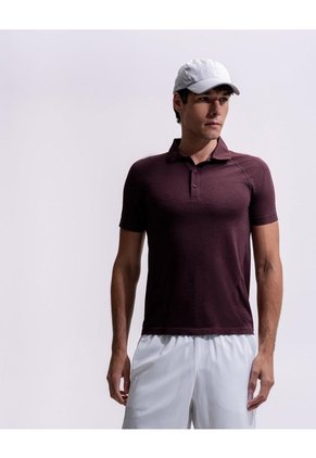Polo Deportiva Seamless Vino Tinto Hombre Rojo