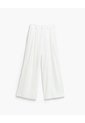 Pantalón Wide Leg Tiro Alto Blanco Mujer Blanco de PUNTO BLANCO