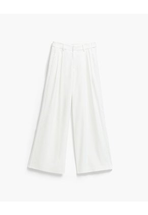 Pantalón Wide Leg Tiro Alto Blanco Mujer Blanco
