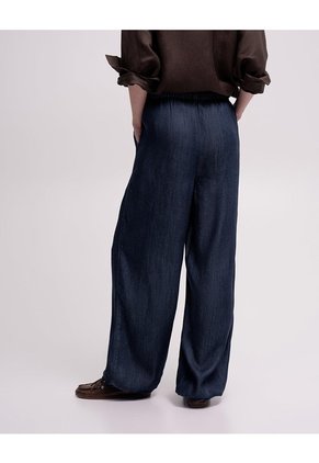 Pantalón Confort Tiro Medio índigo Oscuro Mujer Azul