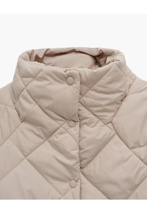 Chaqueta Acolchada Cuello Alto Avena Mujer Beige