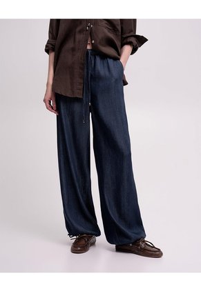 Pantalón Confort Tiro Medio índigo Oscuro Mujer Azul