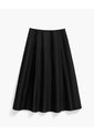 Falda Midi Plisada Tiro Alto Negra Mujer Negro de PUNTO BLANCO