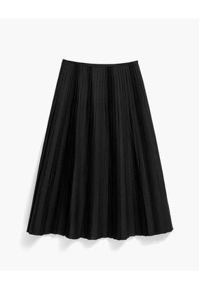 Falda Midi Plisada Tiro Alto Negra Mujer Negro