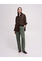 Pantalón Recto Tiro Lino Verde Mujer Verde de PUNTO BLANCO