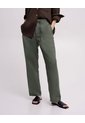 Pantalón Recto Tiro Lino Verde Mujer Verde de PUNTO BLANCO