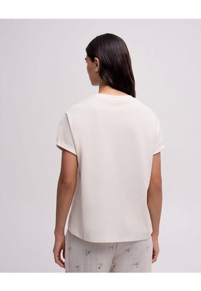 Camiseta Oversize Algodón Manga Corta Avena Mujer Beige