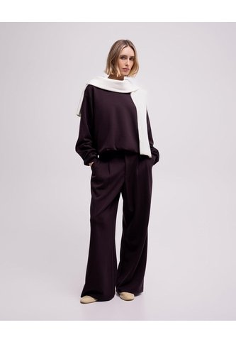 Pantalón Confort Wide Leg Tiro Medio Vinotinto Mujer Rojo PUNTO BLANCO