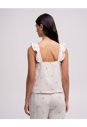 Blusa De Tiras Boleros Regular Estampada Mujer Beige