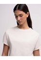 Camiseta Oversize Algodón Manga Corta Avena Mujer Beige de PUNTO BLANCO
