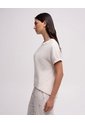 Camiseta Oversize Algodón Manga Corta Avena Mujer Beige de PUNTO BLANCO