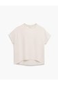 Camiseta Oversize Algodón Manga Corta Avena Mujer Beige de PUNTO BLANCO