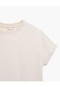 Camiseta Oversize Algodón Manga Corta Avena Mujer Beige de PUNTO BLANCO