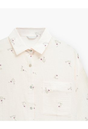 Camisa De Pijama Regular Manga Larga Estampado Mujer Beige