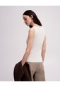 Camiseta Cuello Bandeja Crema Mujer Beige de PUNTO BLANCO