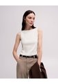 Camiseta Cuello Bandeja Crema Mujer Beige de PUNTO BLANCO