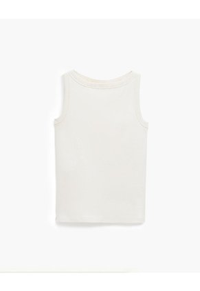 Camiseta Cuello Bandeja Crema Mujer Beige