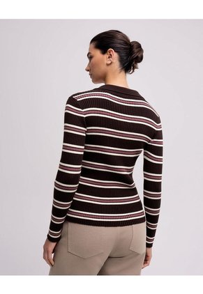 Camibuso Tipo Polo Regular Rayas Mujer Rojo