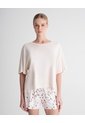 Camiseta Oversize Algodón Avena Mujer Beige de PUNTO BLANCO