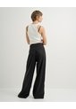 Pantalón Wide Leg Tiro Alto Negro Mujer Negro de PUNTO BLANCO