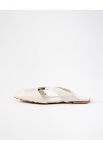 Zapato Mule Plano Crudo Mujer Beige PUNTO BLANCO