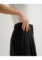 Pantalón Wide Leg Tiro Alto Negro Mujer Negro de PUNTO BLANCO