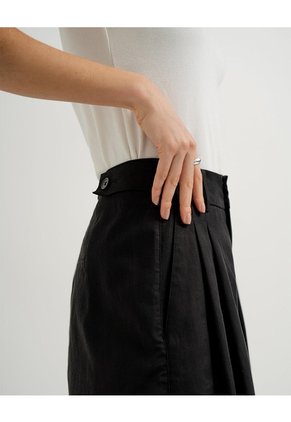 Pantalón Wide Leg Tiro Alto Negro Mujer Negro