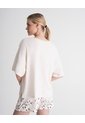 Camiseta Oversize Algodón Avena Mujer Beige de PUNTO BLANCO