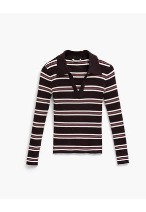 Camibuso Tipo Polo Regular Rayas Mujer Rojo