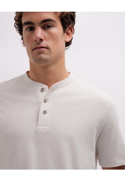Camiseta Regular Algodón Crudo Hombre Beige