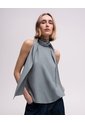 Blusa Halter Cuello Tipo Bufanda Gris Mujer Gris de PUNTO BLANCO