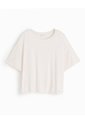 Camiseta Oversize Algodón Avena Mujer Beige de PUNTO BLANCO