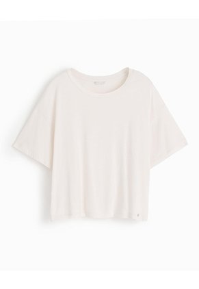 Camiseta Oversize Algodón Avena Mujer Beige