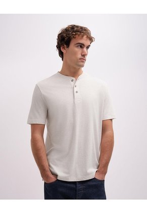 Camiseta Regular Algodón Crudo Hombre Beige