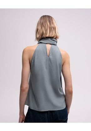 Blusa Halter Cuello Tipo Bufanda Gris Mujer Gris