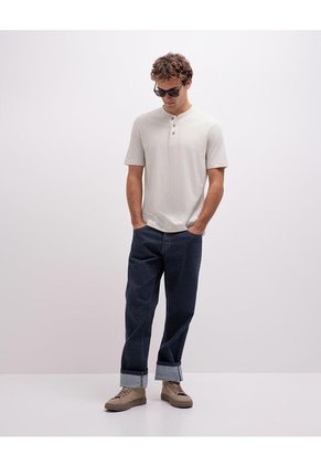 Camiseta Regular Algodón Crudo Hombre Beige
