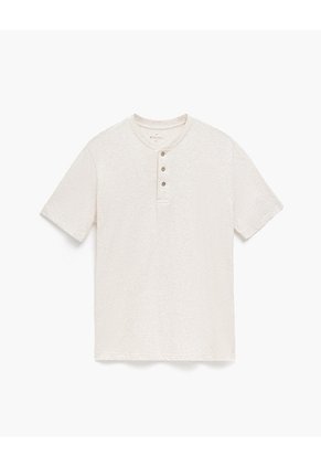 Camiseta Regular Algodón Crudo Hombre Beige