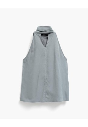 Blusa Halter Cuello Tipo Bufanda Gris Mujer Gris