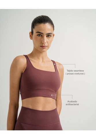 Top Deportivo Soporte Medio Seamless Vino Tinto Rojo PUNTO BLANCO