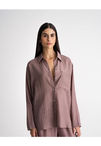 Camisa Manga Larga Satín Efecto Arrugado Palo Rosa Mujer Rosa Claro PUNTO BLANCO