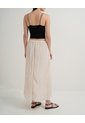 Falda Larga Tiro Alto Efecto Arrugado Crema Mujer Beige de PUNTO BLANCO