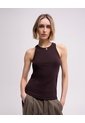 Camiseta Esqueleto Regular Rib Algodón Vinotinto Mujer Rojo de PUNTO BLANCO