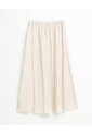 Falda Larga Tiro Alto Efecto Arrugado Crema Mujer Beige de PUNTO BLANCO