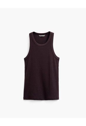 Camiseta Esqueleto Regular Rib Algodón Vinotinto Mujer Rojo