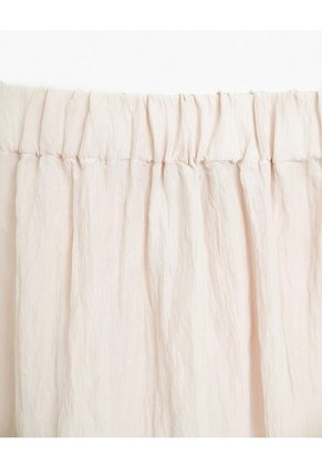 Falda Larga Tiro Alto Efecto Arrugado Crema Mujer Beige