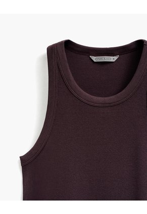 Camiseta Esqueleto Regular Rib Algodón Vinotinto Mujer Rojo