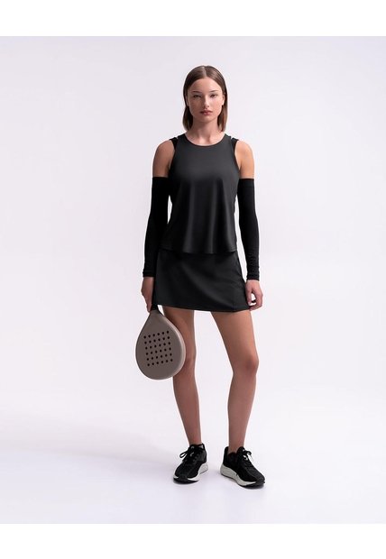 Falda De Tenis Ciclista Interno Negra Mujer Negro